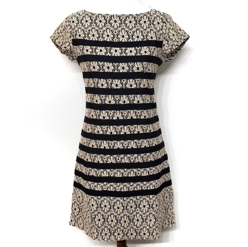 Tabitha Flower Lace Ribbon Stripped Sheath Dress